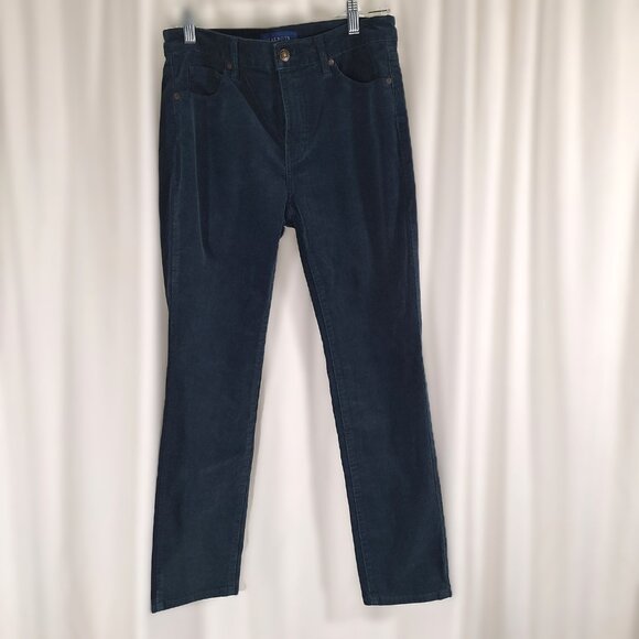 Talbots Women's 4P Dark Blue Corduroy Pants 4P High-Waist Straight Leg Classic - Picture 1 of 14